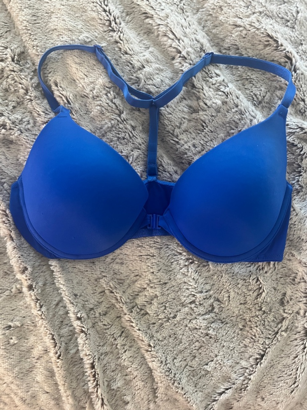 PINK Victoria's Secret Royal Blue T‑Back Front clasp bra